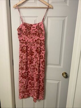 MNG  Pink Dress with Red Floral Print